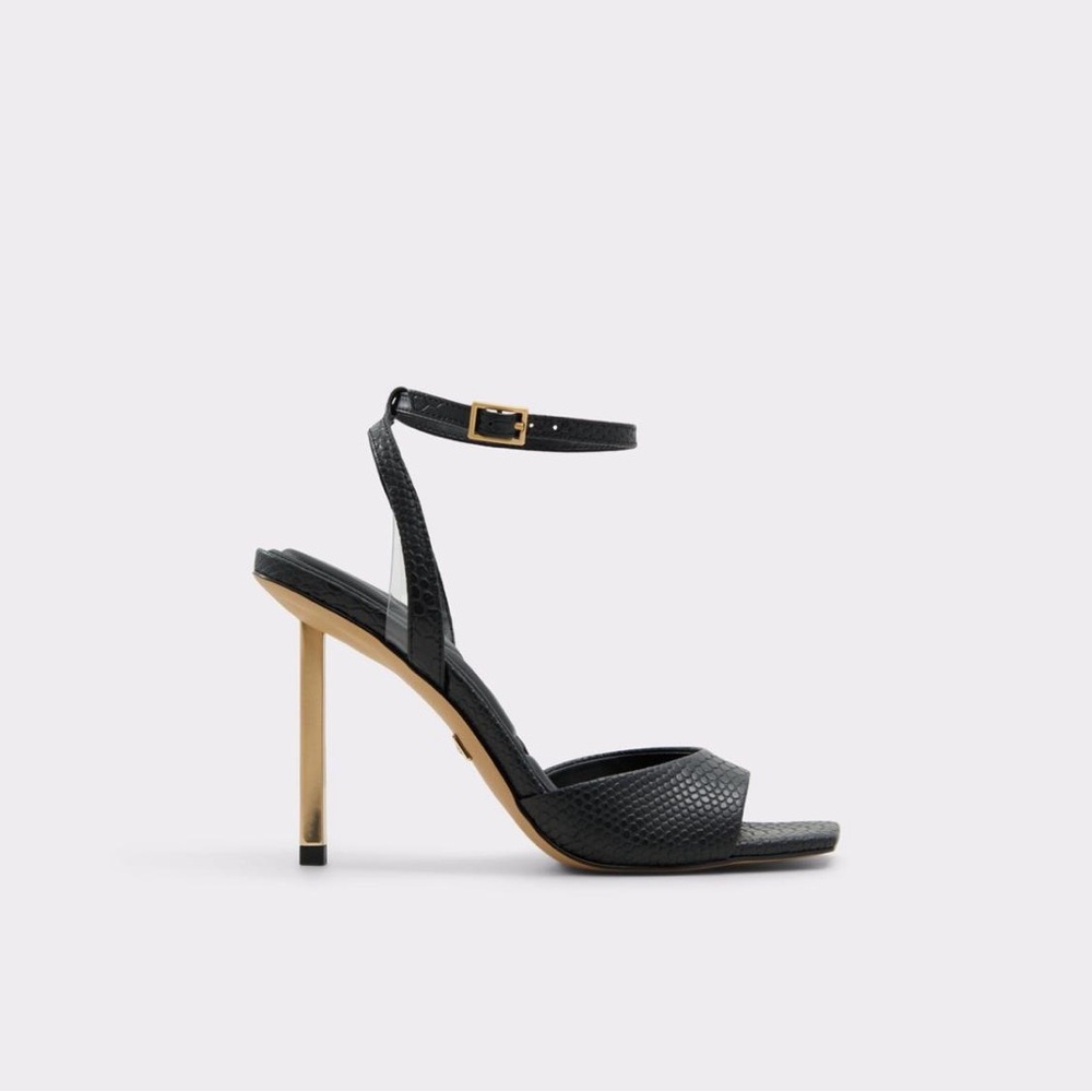 ALDO Lettie heels pillow walk snake print black and gold size 8.5